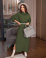 Женское теплое ангоровое платье зеленого цвета | 2 цвета