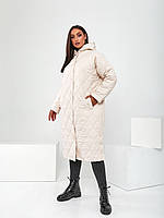 Пальто женское плащевка стеганая на силикон 150 теплое стильное