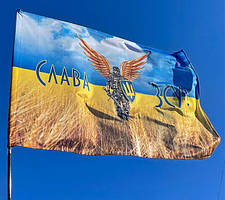 Прапор з одностороннім друком "Воїн світла. Слава ЗСУ! Пшеничне поле"
