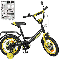 Велосипед детский 12 дюймов PROF1 желтый двухколесный велосипед с дополнительными колесами Y1243