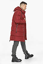 Трендова довга куртка чоловіча бордова модель 49609, фото 3