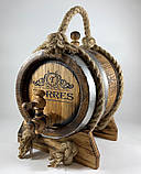 Дубова бочка 5 літрів для витримки вина, коньяку, віскі, рому, бренді Обручі-неіржавка сталь. Лазерне гравіювання., фото 6