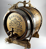 Дубова бочка 10 л для спиртних напоїв, вина, коньяку, віскі, бренді, рому з гравіюванням під старовину, фото 3