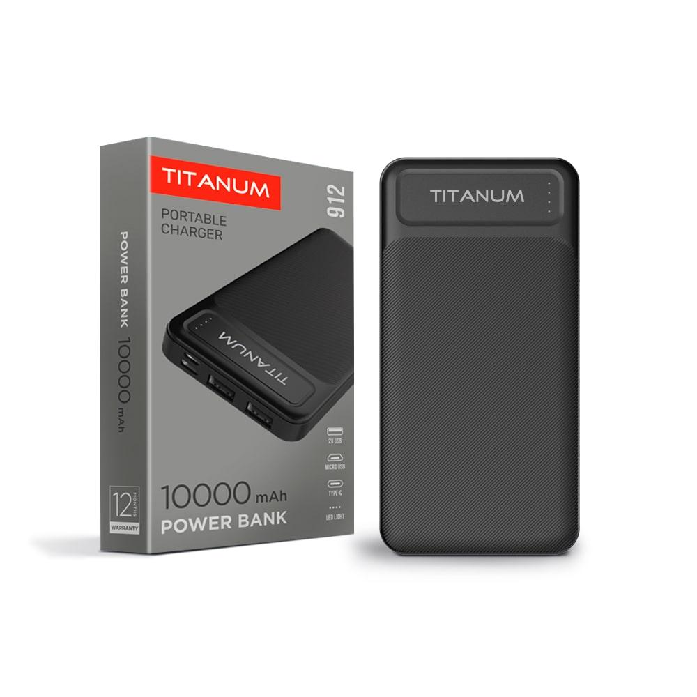 Павербанк TITANUM 912 Black 10000 mAh зовнішній акумулятор