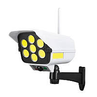 Прожектор - камера-муляж на солнечной батарее, уличный LED светильник с датчиком движения и пультом, Белый