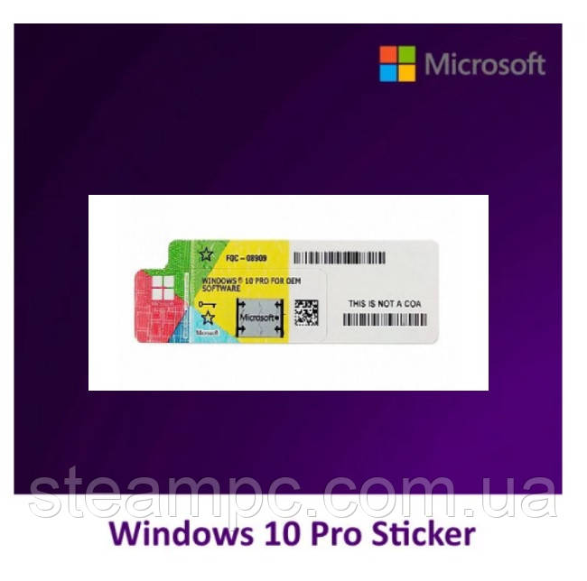 Windows 10 Pro ключ наклейка лицензия стикер COA лицензия OEM, цена 699 ...