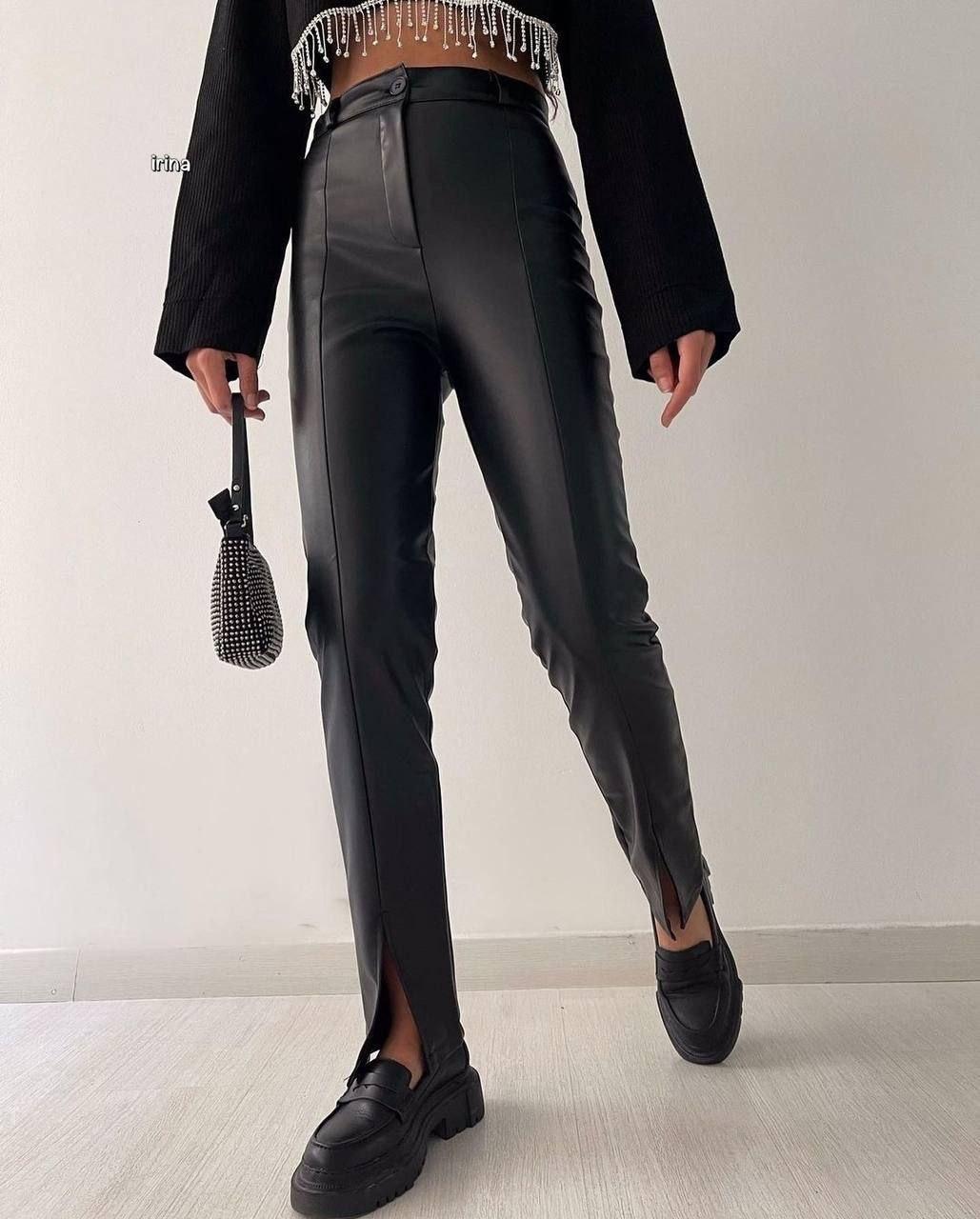 Жіночі брючки. Розмір S-М і M-L Чорний і молоко. Якісна турецька екошкіра., фото 1