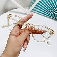 Іміджеві окуляри в стилі котяче око прозорі (White)