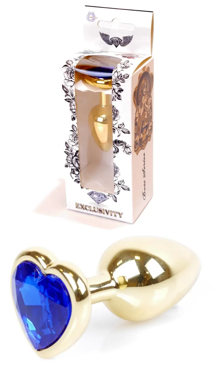 Анальна пробка Boss Series - Jewellery Gold Heart PLUG Dark Blue S, BS6400041