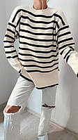 Модный вязанный свитер оверсайз в полоску , свитер в стиле zara oversize в полоску