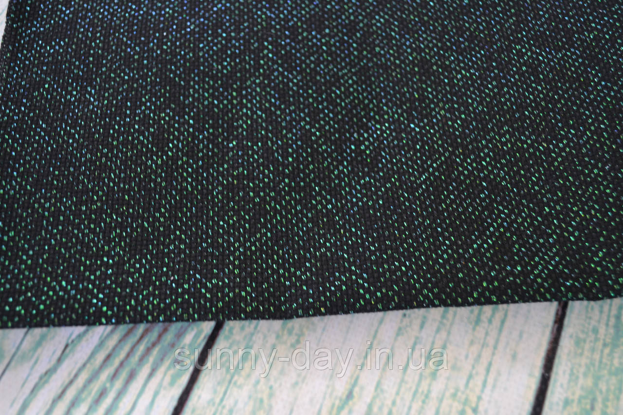 Канва Аіда 14, колір - чорний/зелений люрекс (29х29см)
