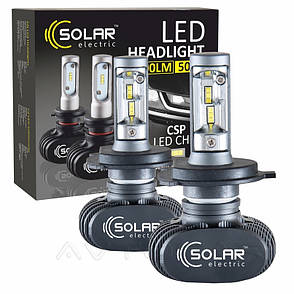 Автолампи світлодіодні Solar LED H4 12/24V 6000K 4000Lm 50W Seoul CSP Cree Chip 19x19 (комплект 2шт) 8104, фото 2