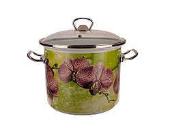 Каструля ем. 5,5л /0 циліндрична Орхідея з нерж. обідком (I83117) ТМ IDILIA