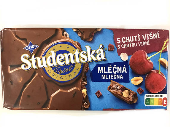 Шоколад гіркий Studentska Pecet з вишнею та арахісом 170 г Чехія, фото 1