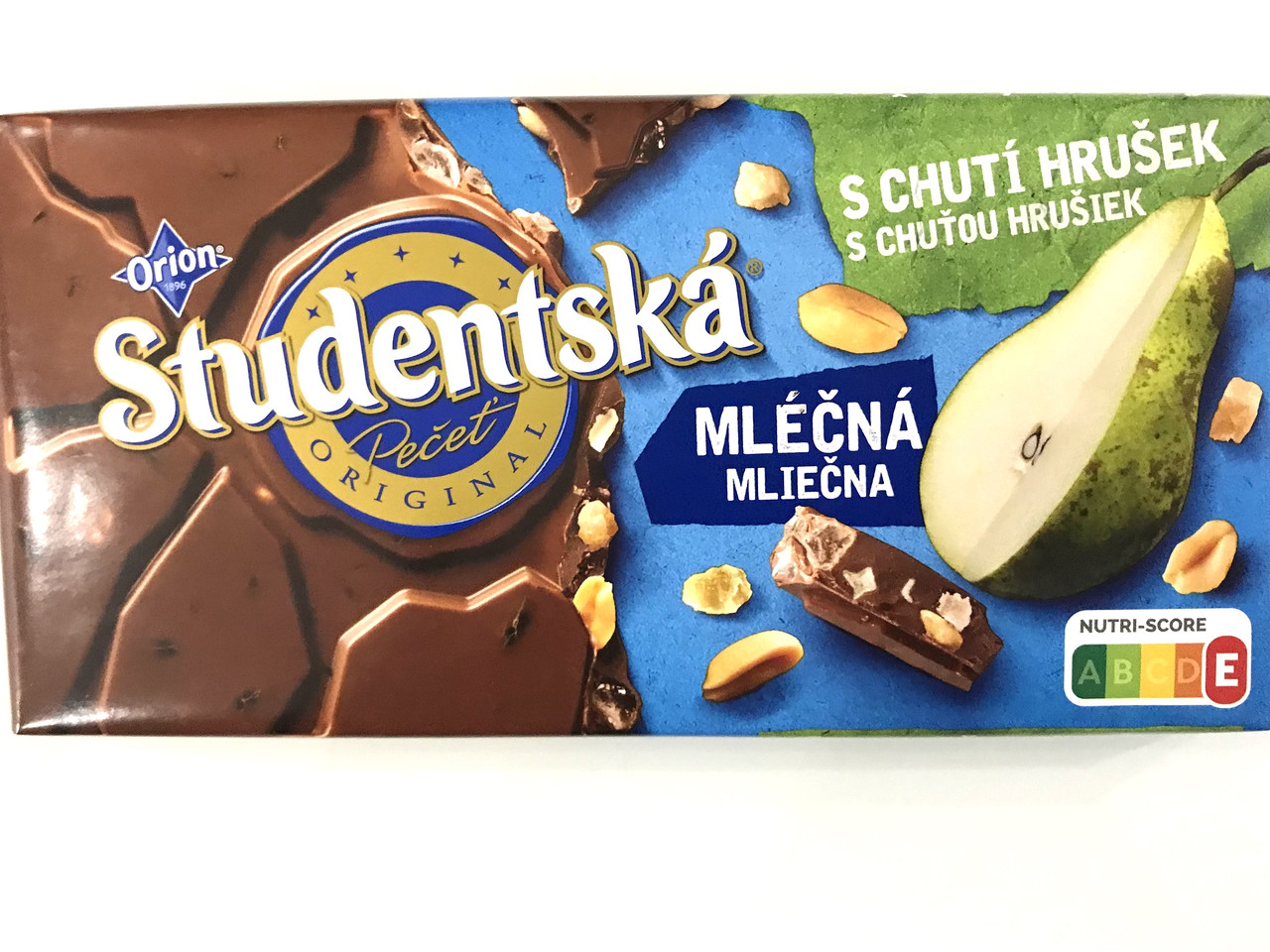 Шоколад молочний з грушею та арахісом Studentska 170 г (Чехія)