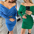 Стильна в'язана трикотажна сукня міді з глибоким вирізом "Vanesa" Оригінальна модна тепла ефектна сукня, фото 2