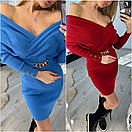 Стильна в'язана трикотажна сукня міді з глибоким вирізом "Vanesa" Оригінальна модна тепла ефектна сукня, фото 3