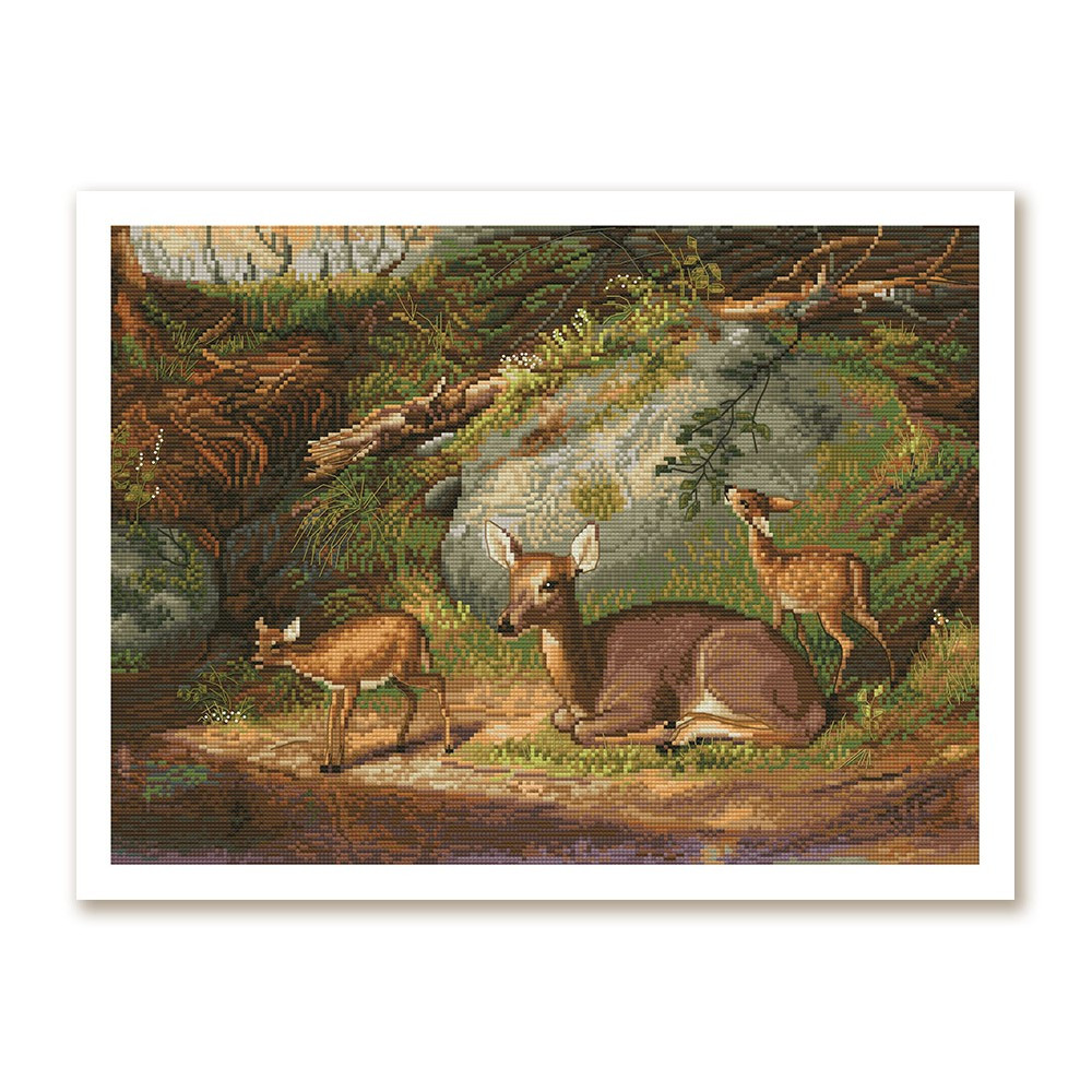 Набір для вишивання нитками на білій канві Олені  НВ3008