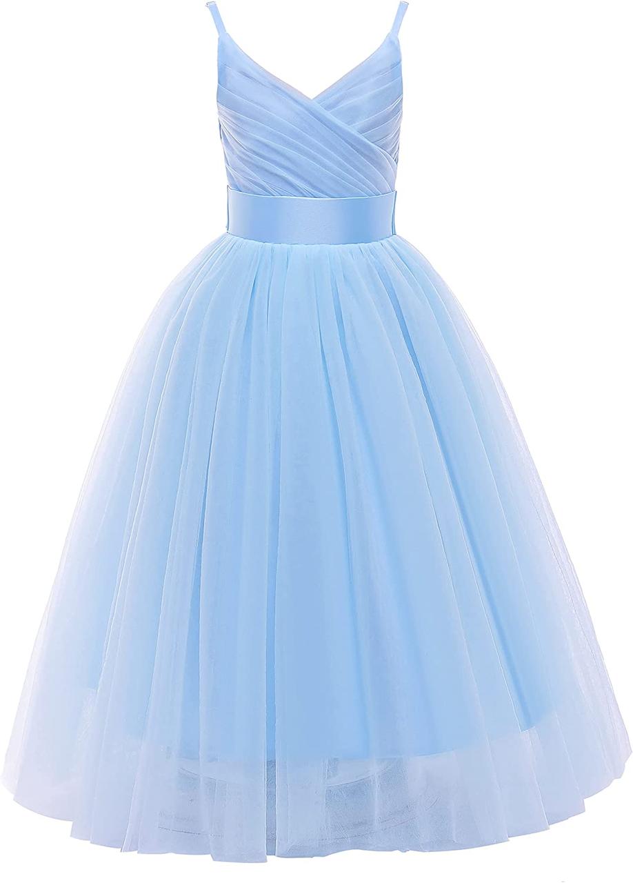 8 Years V-sky Blue Glamulice Мереживна сукня подружок нареченої з квітами для дівчаток, довга лінія, весільні сукні, вечірні сукні
