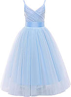 11-12 Years V-light Blue Glamulice Цветочные девушки Кружевное платье подружки невесты Длинные свадебные