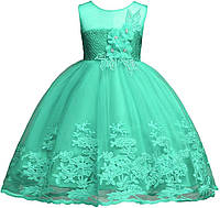 Green 4-5T Платье для девочек от 1 до 12 лет, кружевное свадебное платье с пайетками, цветочное платье