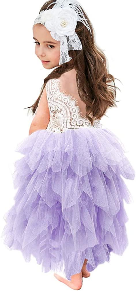 2T Beaded-long-purple Топмейкерська сукня для дівчаток-квіткарів з прямим вирізом і мереживною спинкою