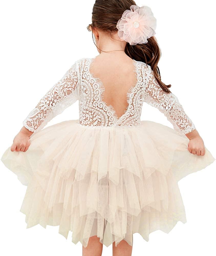 6-12 Months Sleeve-ivory Топмейкерська сукня для дівчаток-квіткарів з прямим вирізом і мереживною спинкою