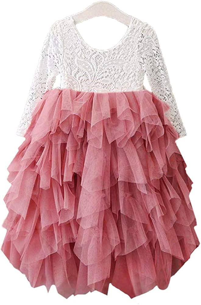 2T Non-beaded-sleeve-dusty-rose Топмейкерська сукня для дівчаток-квіткарів з прямим вирізом і мереживною спинкою