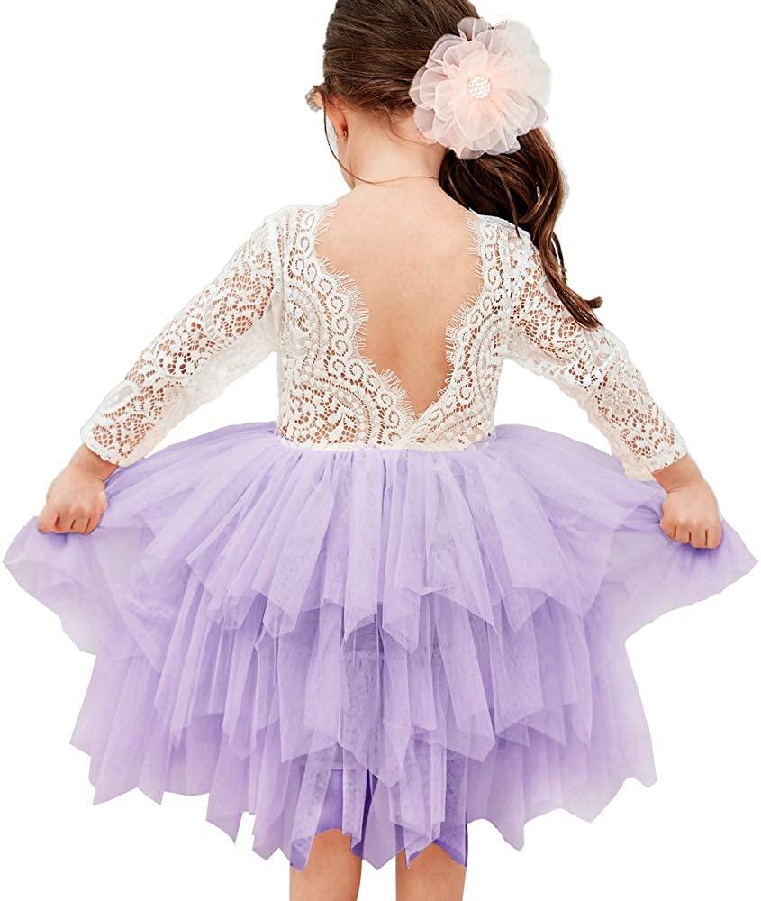 6-12 Months Sleeve-purple Топмейкерська сукня для дівчаток-квіткарів з прямим вирізом і мереживною спинкою