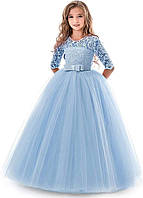 A-blue 8-9 Years TTYAOVO Девушки Вышивка Платья Выпускного Вечера Роскошная Свадьба День Рождения Длинное