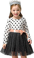 2-3T 218 Dot- White Повседневное платье на день рождения с длинными рукавами для маленьких девочек TTYAOVO и