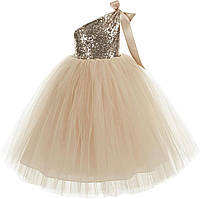 Champagne 4 ekidsbridal Пачка с пайетками на одно плечо Платье для девочки-цветочницы Платье-корсет Свадебное