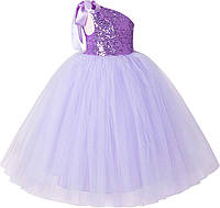 Lilac Medium ekidsbridal Пачка з пайетками на одне плече Сукня для дівчаток-квітчанок Корсетна сукня Весільні сукні для виставок