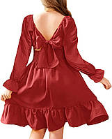 13-14 Years Ls-red Повседневные элегантные платья Arshiner для девочек с завязками на спине и короткими
