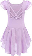 10-11 Years Lilac Arshiner Girls Блестящий балетный купальник с рюшами и юбкой Крест-накрест Платья для танцев