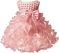 Jup Elle Платья для маленьких девочек Кружевное платье с рюшами для пышной вечеринки 12 Months Margarite Pink