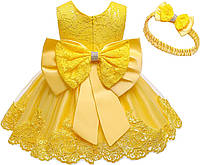 3 Months Grace Yellow Jup Elle Baby Girl Dresses Wedding Flower Girl Dresses Ruffle Lace Pageant Party