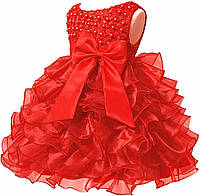 Jup Elle Сукні для маленьких дівчаток Мереживна сукня з рюшами, 18 Months Margarite Scarlet(red)