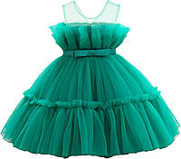 FAYICO Мереживна сукня з квітковим візерунком для дівчаток, з тюлю, без рукавів, з бантом, зелена, 6 м-5 л