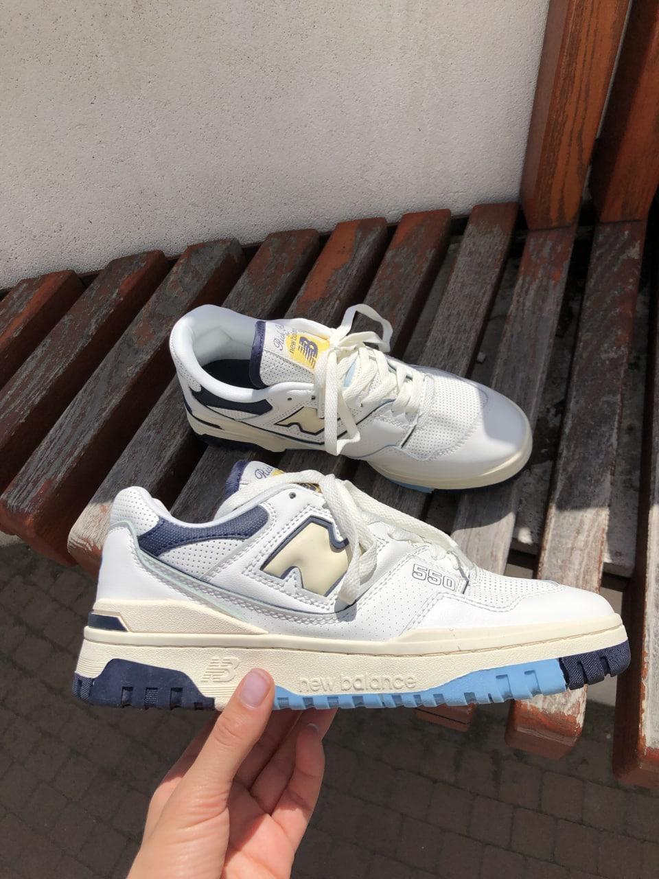Кросівки New Balance 550 x Rich Paul Cream White Blue / Нью Беланс 550 Річ Пол Білі з Синім
