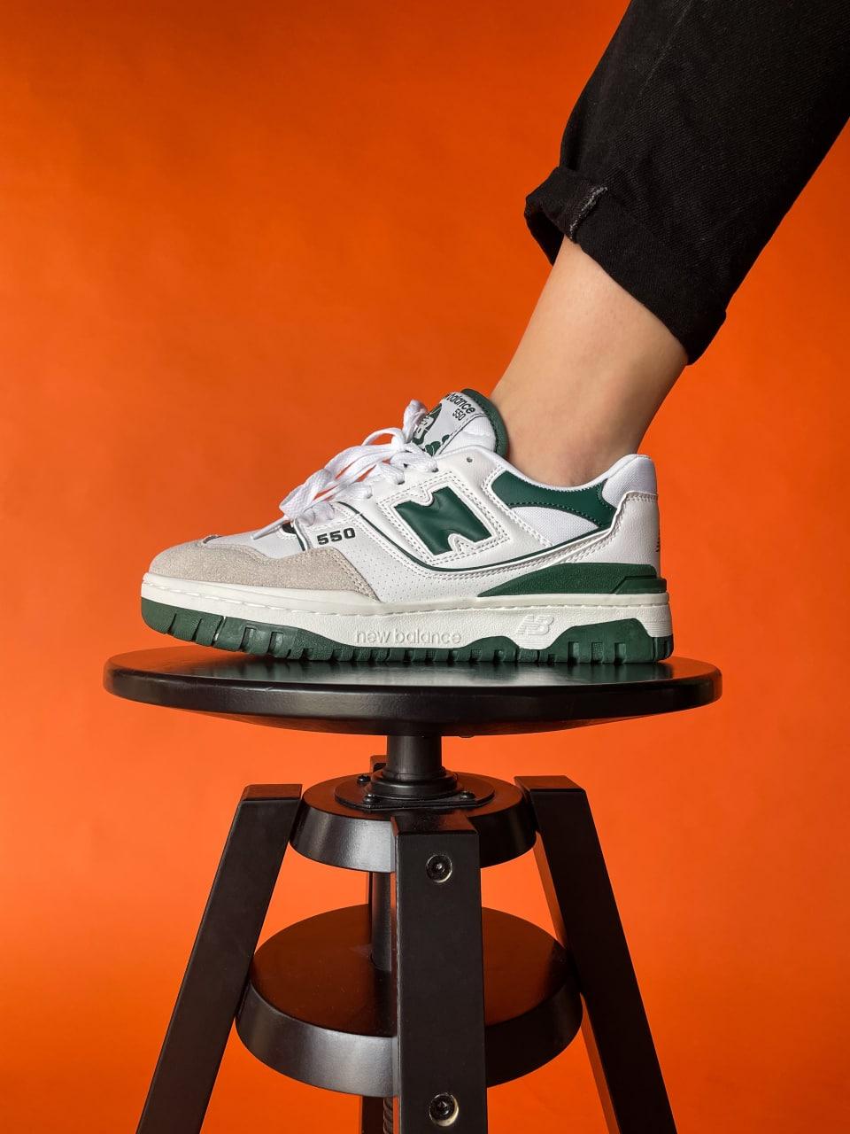 Кросівки New Balance 550 White Green / Нью Беланс 550 Білі із Зеленим