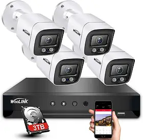 Система відеонагляду Woolink 5 MP 4 камери POE зовнішні IP-камери відеонагляду 8CH відеореєстратор