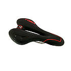 Сідло велосипедне LIETU м'яке з отвором чорно-червоного кольору, фото 2