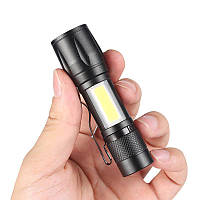 Мощный маленький фонарик аккумуляторный Police BL 513 COB USB / Компактный мощный LED фонарик