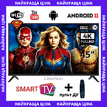 Плаский Телевізор смарт Liberton 45" Smart-TV/Full HD/DVB-T2/USB Android 13.0 + пульт ДУ