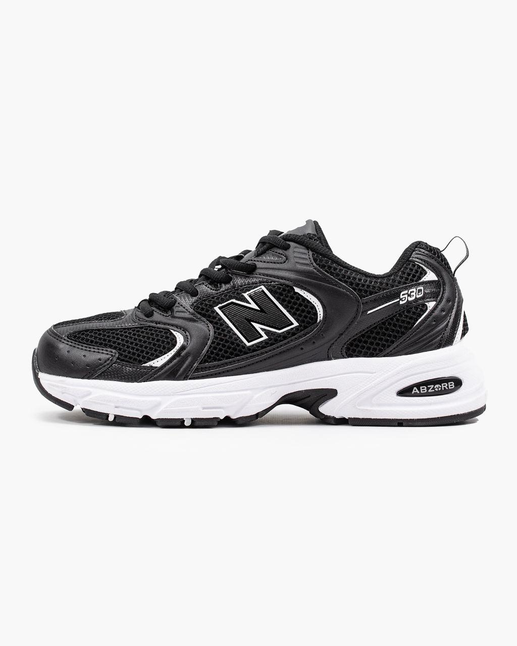 Чоловічі Кросівки New Balance 530 Black White / Нью Беланс 530 Чорні з Білим