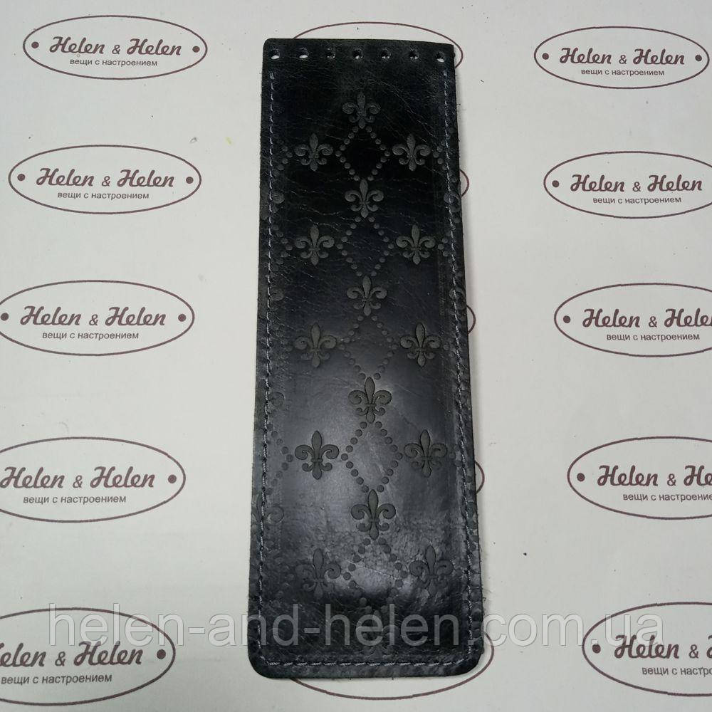 Клапан для сумки вузький. "Лілії". Колір "Графіт", фото 1