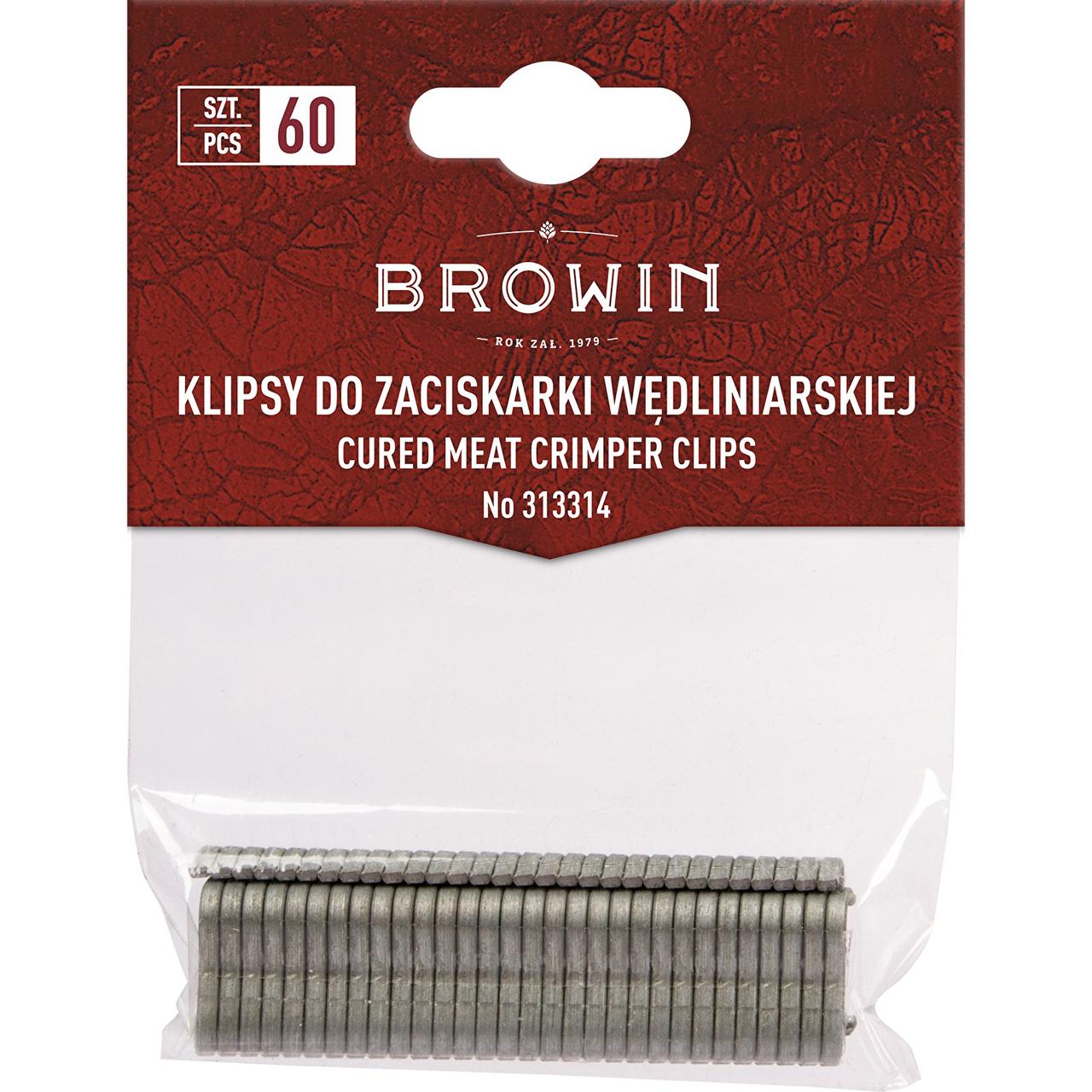 Кліпси Browin — 60 шт, алюмінієві, для ручного кліпсатора