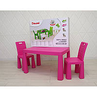 Дитячий стіл та два стільці (04680/3) Долоні пластиковий. Рожевий Українське Виробництво якість