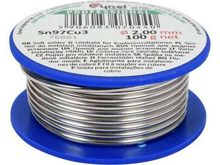 Припій для паяння міді CYNEL: Ø 2 мм, дротовий на котушці m = 100 г (Польща)